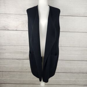 Splendid Juliet Black Open Front Sweater Vest Cardigan